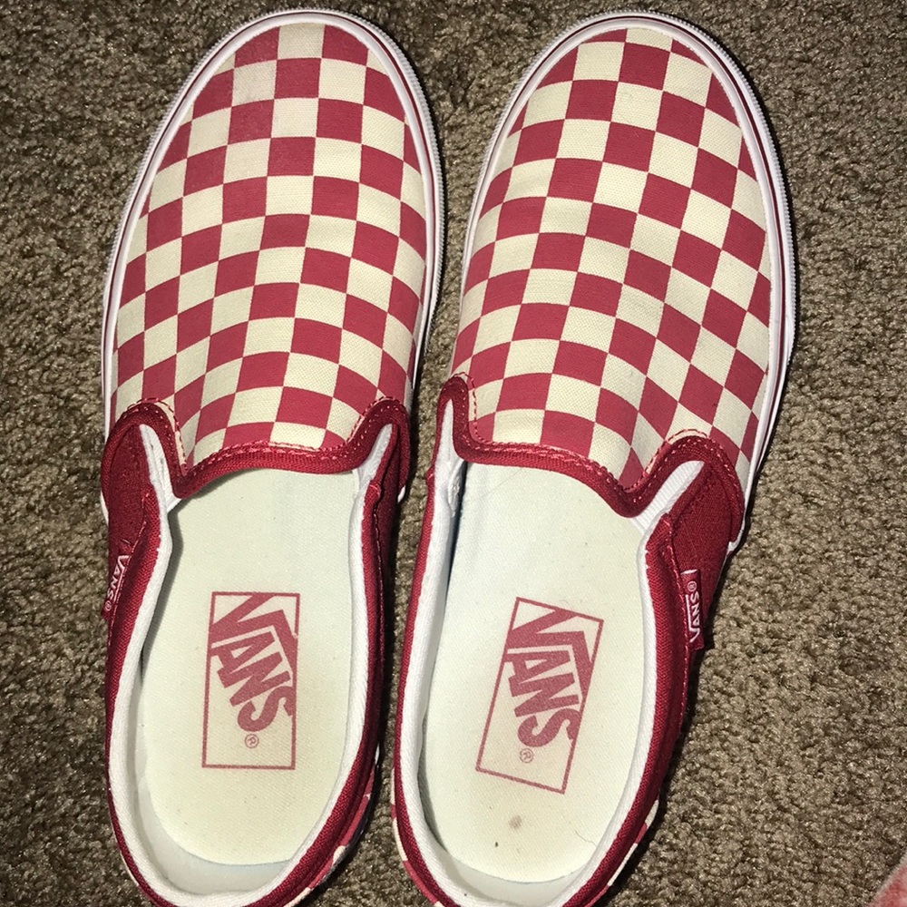 Red and white checkered vans